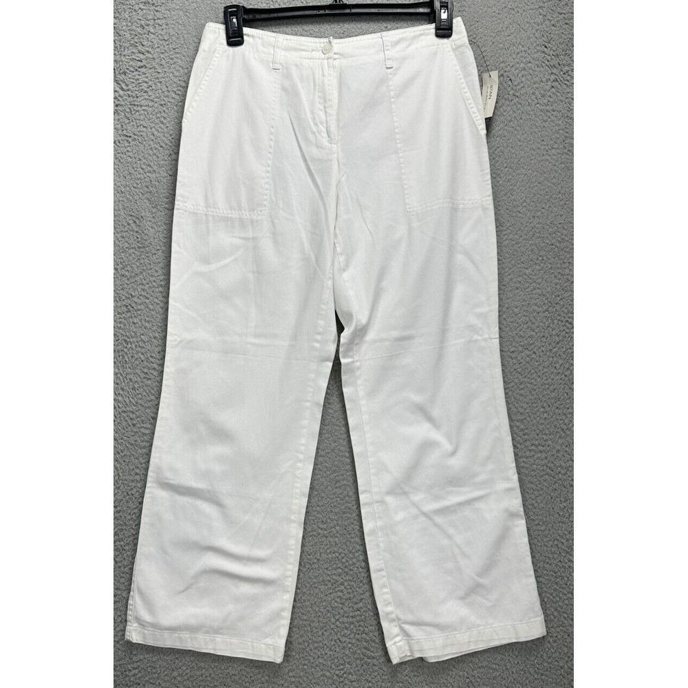 Van Heusen Pants Womens 12 White Stain Shield Khaki Chino High Rise Straight NEW